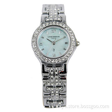 Cute Ladies' Jewelry Silver Diamond Watch in Brass Case and Band Material, 3ATM, Japan Movement